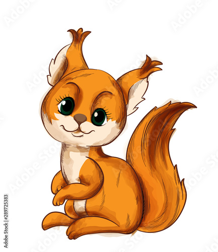 Cute little fox smiling vector. Forest animals idea