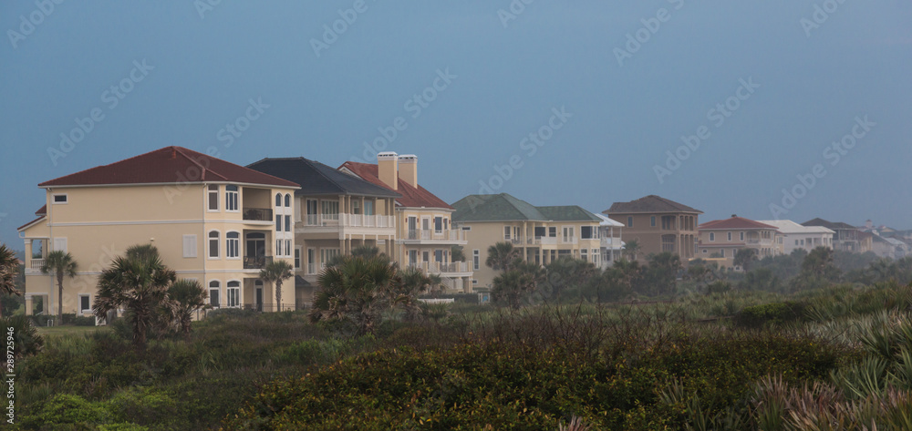 Homes Along Hammock Dunes Beach In Palm Coast, Florida