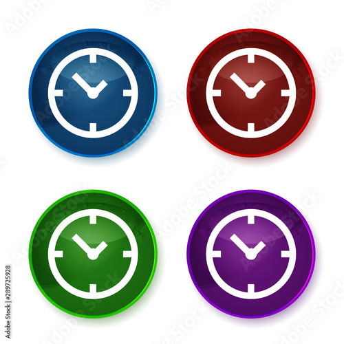 Clock icon shiny round buttons set illustration