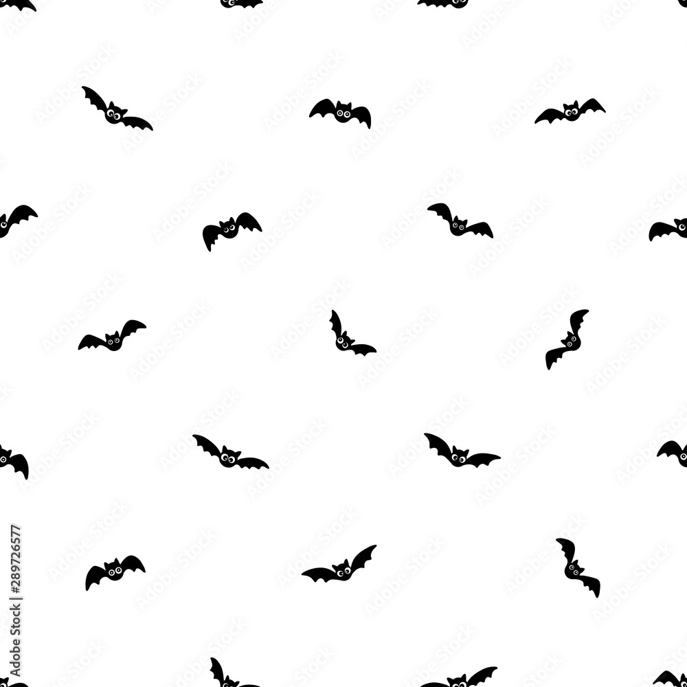 Black and white seamless pattern with bats Black and white seamless pattern with bats