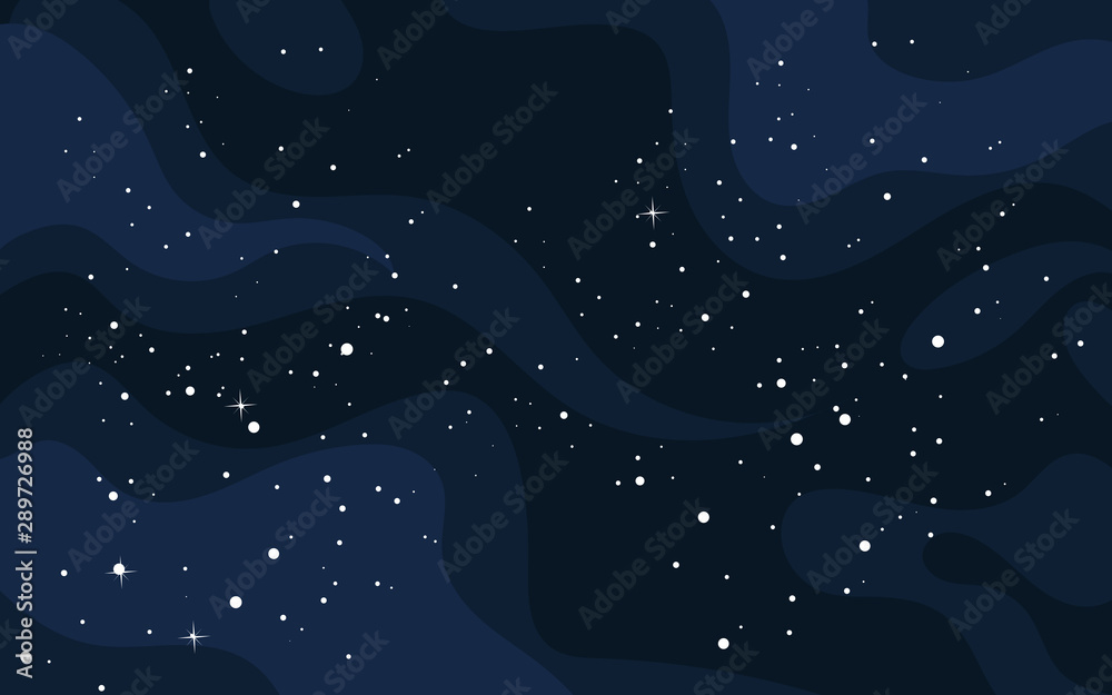 Vector space background . Cute flat style template with Stars in Outer space