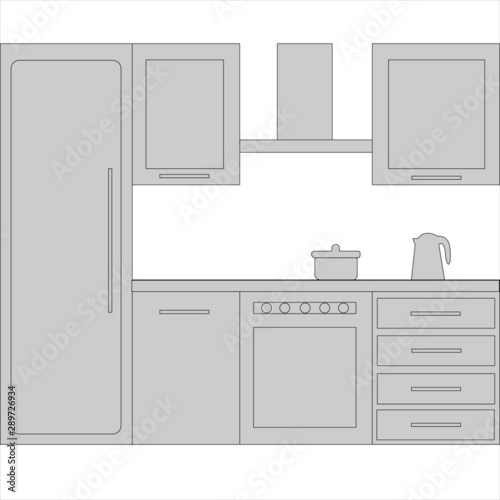 kitchen furniture in gray color