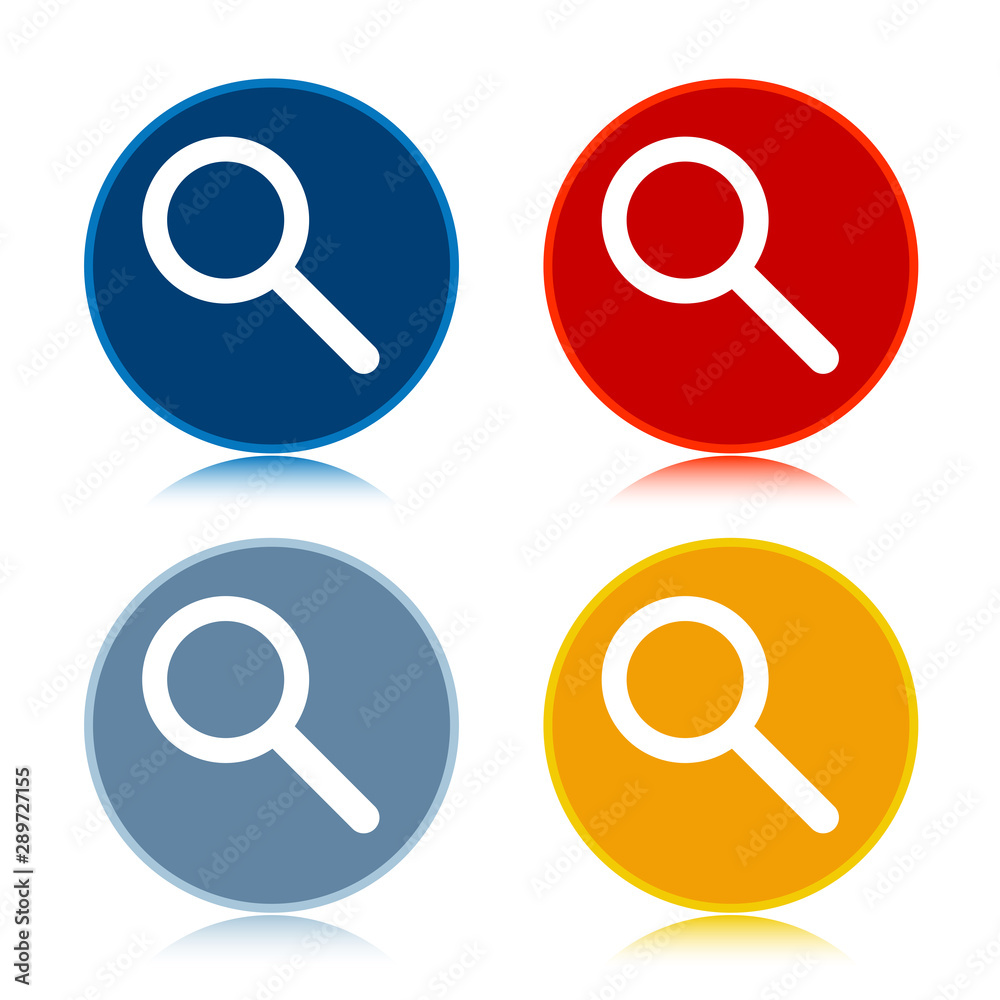 Magnifying glass icon trendy flat round buttons set illustration design Magnifying glass icon trendy flat round buttons set illustration design