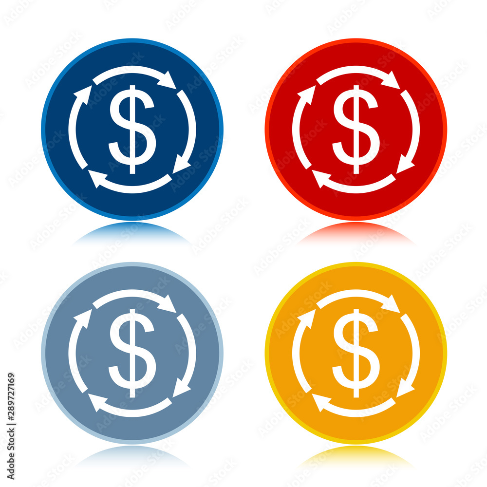 Money exchange dollar sign icon trendy flat round buttons set illustration design Money exchange dollar sign icon trendy flat round buttons set illustration design