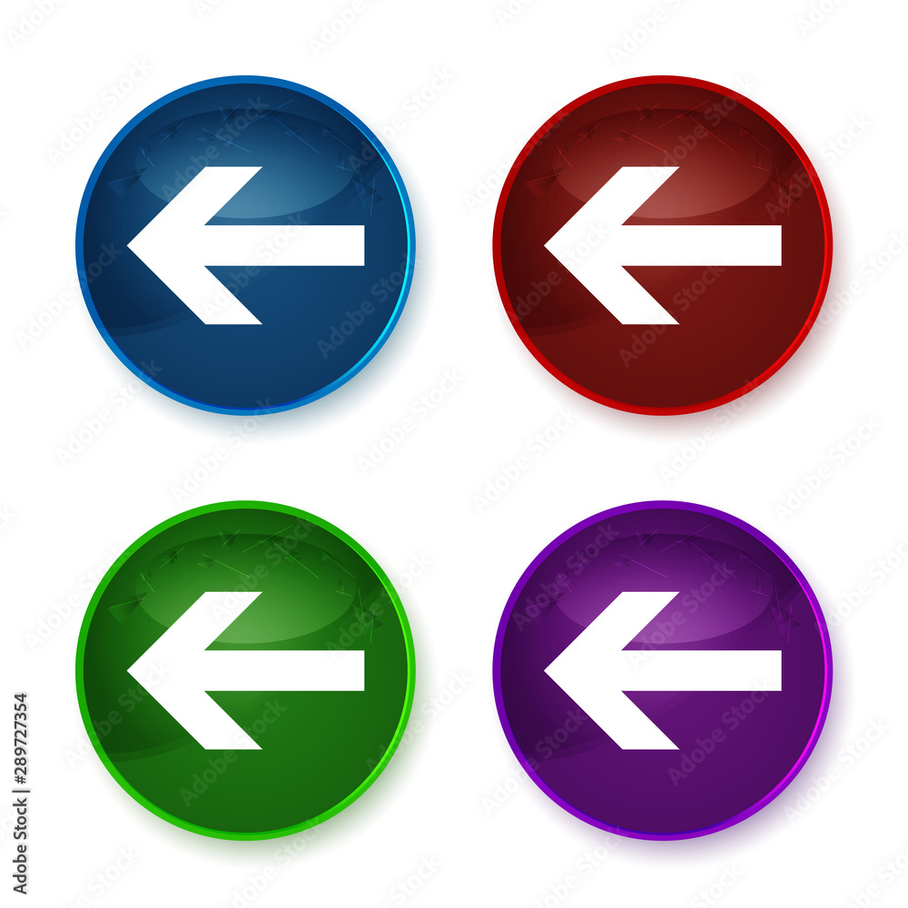 Back arrow icon shiny round buttons set illustration