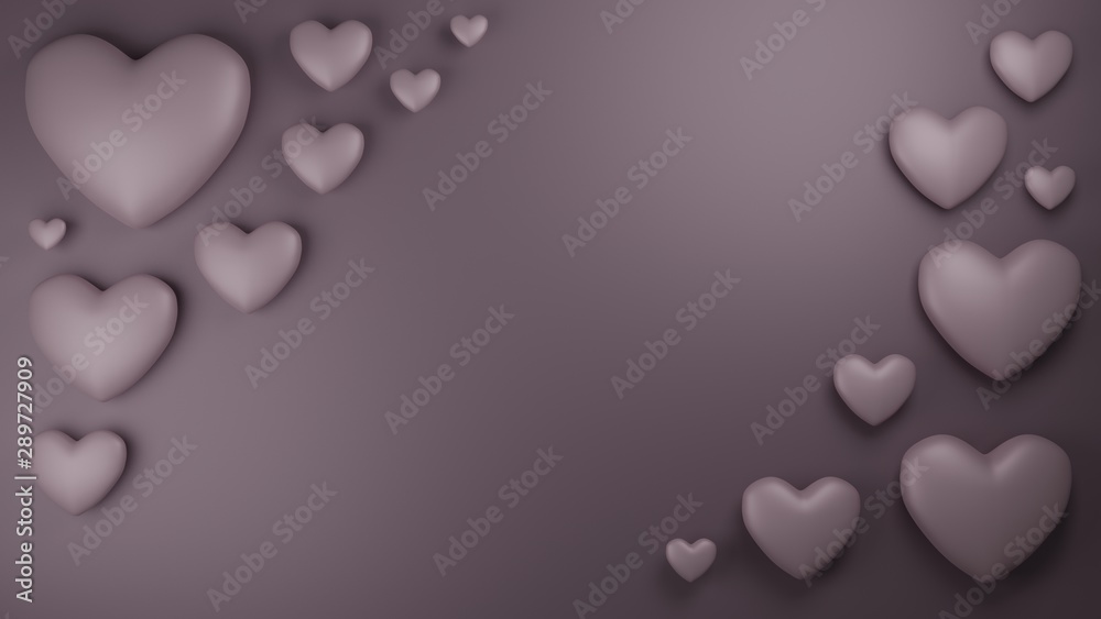 Pink hearts background 3D render