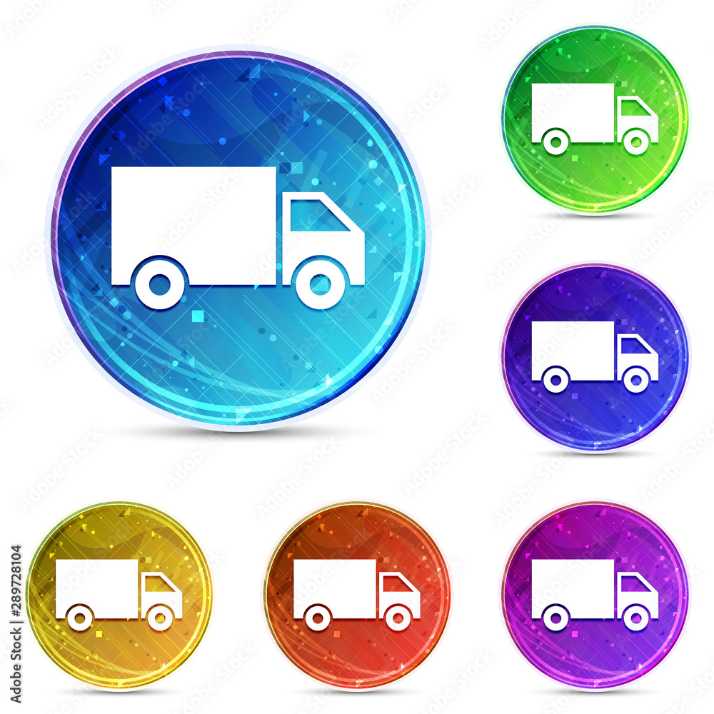Delivery truck icon digital abstract round buttons set illustration Delivery truck icon digital abstract round buttons set illustration