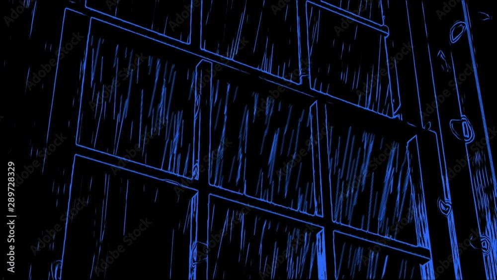 Comic drawing rain outside window low angle.mov