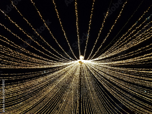 City lights and golden Christmas decoration
