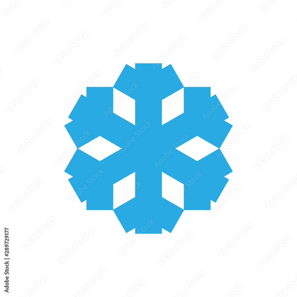 Snowflake icon. Blue silhouette snow flake sign, isolated on white background. Flat design. Symbol of winter, frozen, Christmas, New Year holiday. Graphic element decoration. Vector illustration Snowflake icon. Blue silhouette snow flake sign, isolated on white background. Flat design. Symbol of winter, frozen, Christmas, New Year holiday. Graphic element decoration. Vector illustration