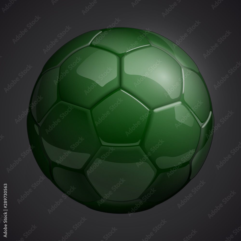 Football championship Design banner. Illustration banner with logo  Realistic green glossy soccer ball Isolated on background. green classic  leather football ball Stock Vector | Adobe Stock