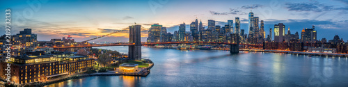 New York skyline panorama with Brooklyn Bridge