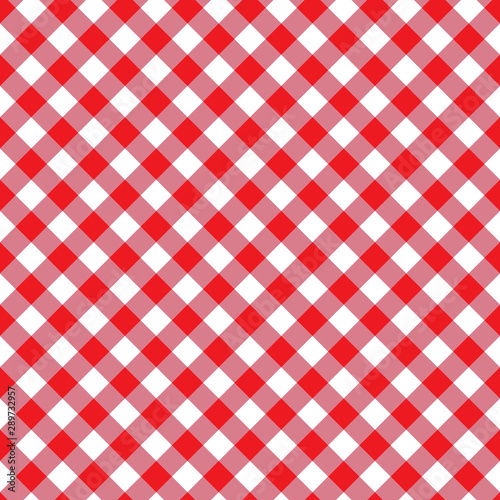 Red seamless table cloth texture. Diagonal lines. Vector illustration.