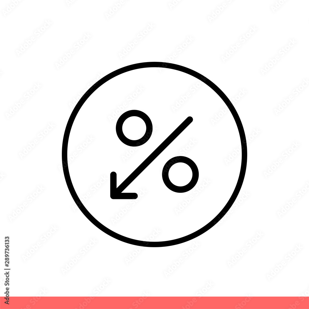 Decrease vector icon, down percent symbol Decrease vector icon, down percent symbol