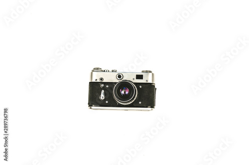 Old vintage camera isolated on white background