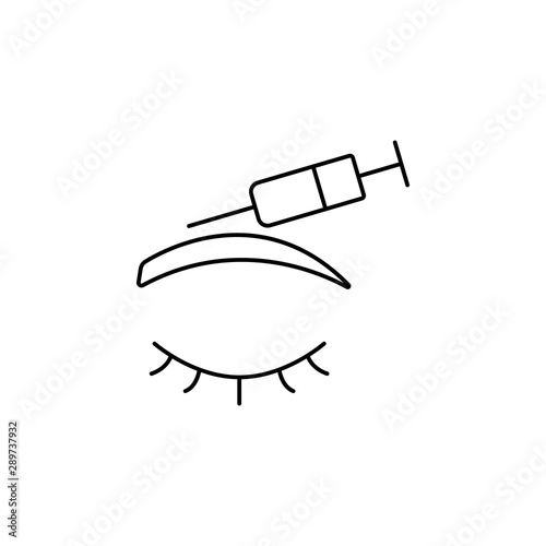 eye eyebrows botox line icon on white background