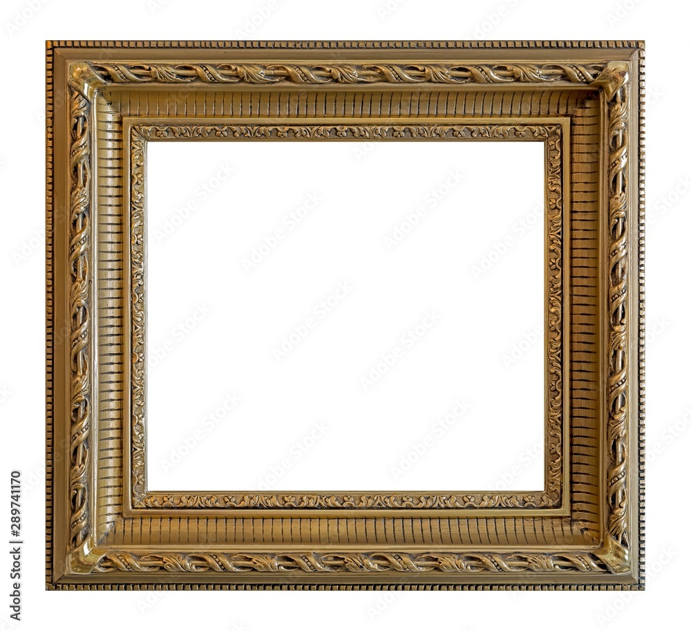 Golden frame for paintings, mirrors or photo isolated on white background Golden frame for paintings, mirrors or photo isolated on white background