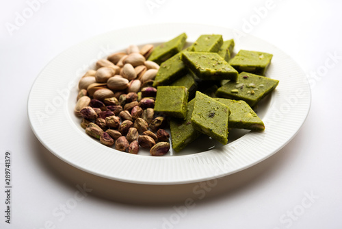 Pista Katli/Burfi/burfee or Pistachio cake  photo