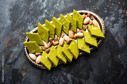 Pista Katli/Burfi/burfee or Pistachio cake  photo