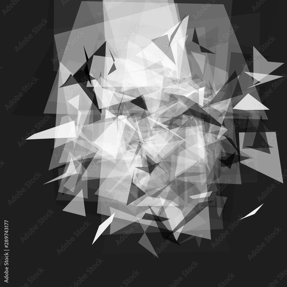 Abstract geometric pattern consisting of triangles of various sizes and ...