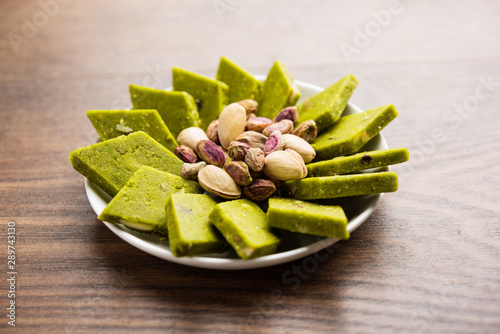 Pista Katli/Burfi/burfee or Pistachio cake  photo