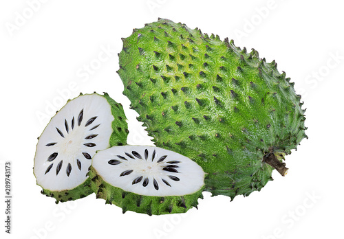 Annona muricata.oursop fruit (Sugar Apple,ustard apple) isolated on white background