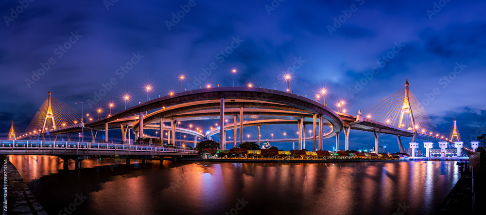 Bhumibol Bridge, Bangkok, Thailand. September 14, 2019. 
