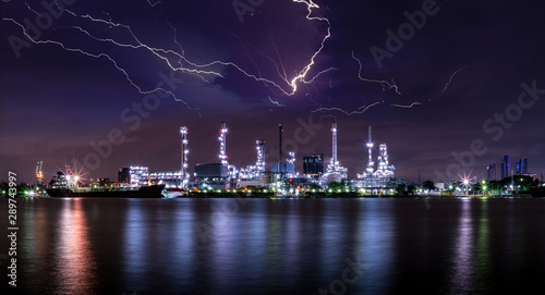 Thunder over Oil refinery, Bangkok, Thailand 14 September 2019
