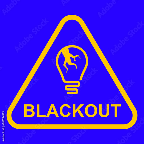 yellow blackout sign on a blue background. flat vector illustration
