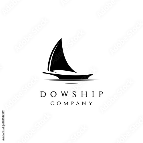 Silhouette of Dhow logo design, Traditional Sailboat from Asia / Africa