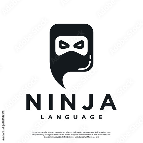 simple minimalist ninja character vector logo