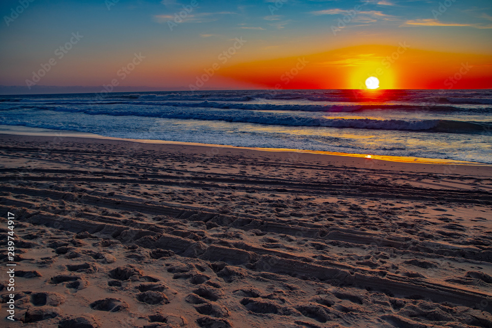 Anochecer playa Vieux Boucao Landas Francia Anochecer playa Vieux Boucao Landas Francia