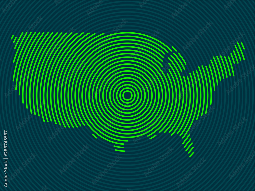 Abstract USA map of radial lines, vector Abstract USA map of radial lines, vector