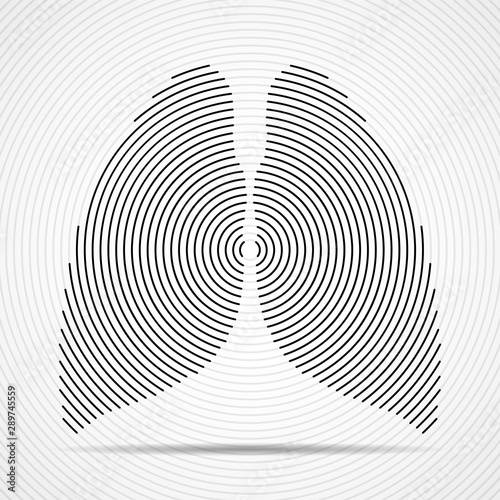 Abstract human lungs of radial lines, vector