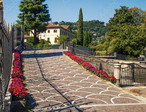 Como - Italy, pedestrian cycle path called the kilometer of knowledge