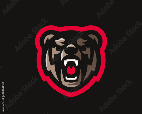 Bear modern logo. Grizzly design emblem template for a sport and eSport team.