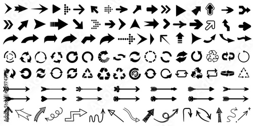 Set arrow icon. Collection different arrows sign. Black vector arrows – for stock
