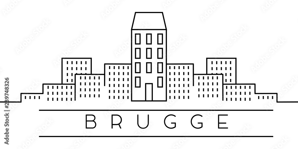 City of Europe, Brugge line icon on white background