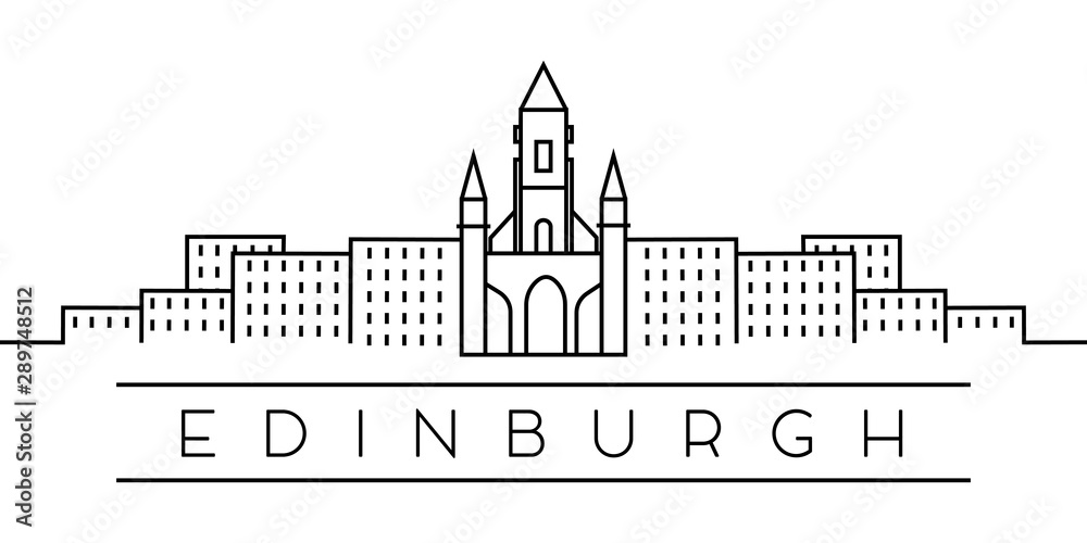 City of Europe, Edinburgh line icon on white background
