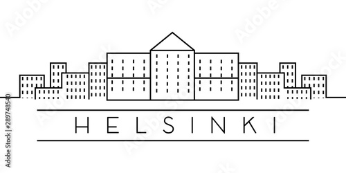 City of Europe, Helsinki line icon on white background