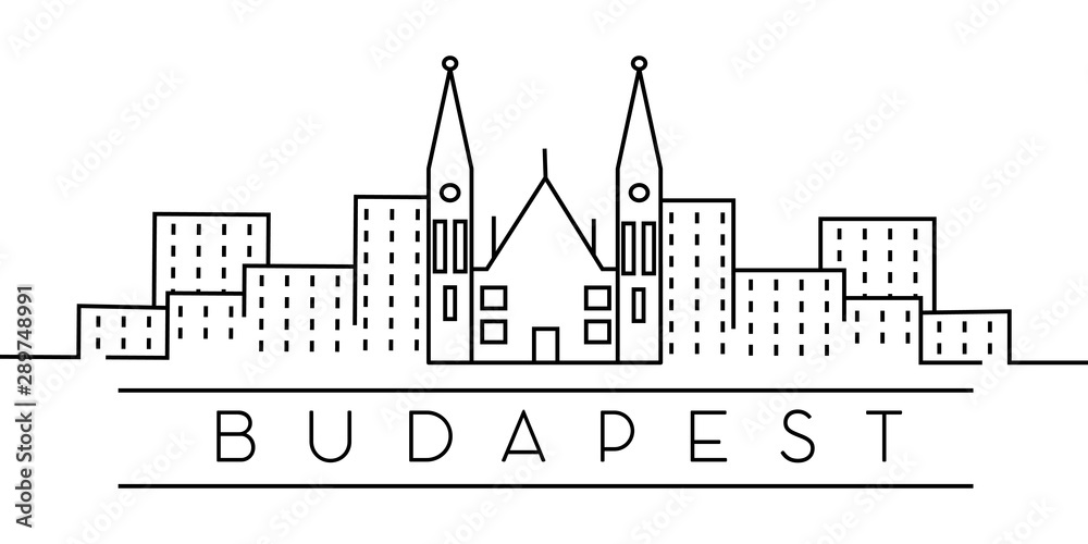 City of Europe, Budapest line icon on white background