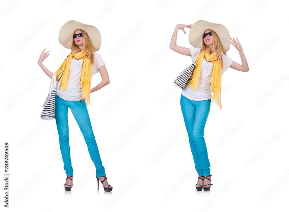 Fototapeta premium Young attractive woman ready for summer vacation