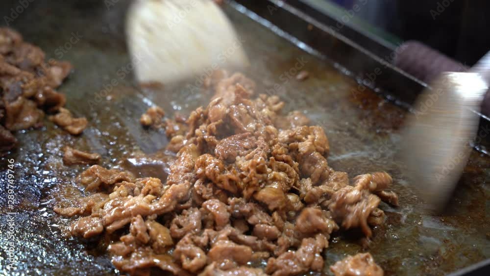 Fried pork with spicy korean sauce (bulgogi) for Fried pork with rice. Korean food style. Fried pork with spicy korean sauce (bulgogi) for Fried pork with rice. Korean food style.