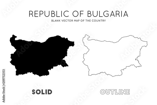 Bulgaria map. Blank vector map of the Country. Borders of Bulgaria for your infographic. Vector illustration.