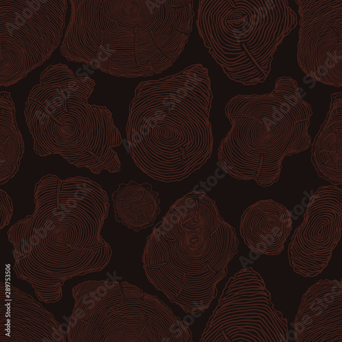 Seamless brown tree trunks circles natural pattern vector