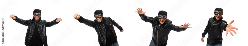 Young man with aviator glasses on white