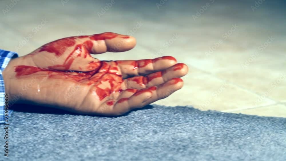 Bloody hand on the floor.mov