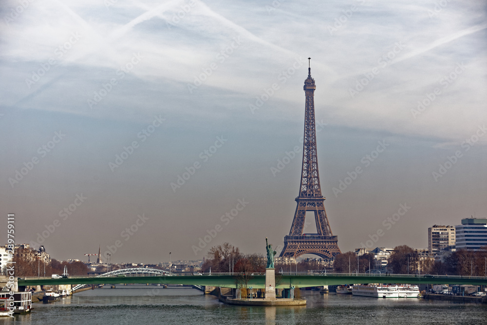 Eiffel Tower and Grenelle bridge - Paris, France