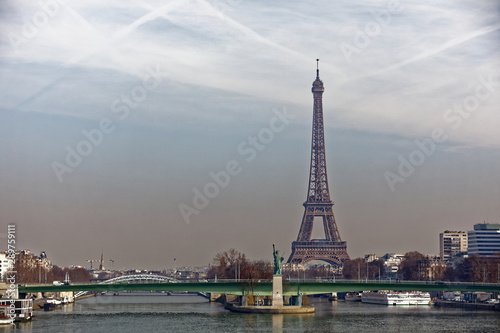 Eiffel Tower and Grenelle bridge - Paris, France