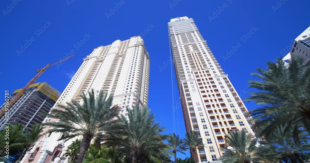 Upward view of modern residential buildings under development Upward view of modern residential buildings under development